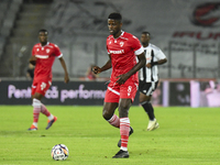 Eddy Gnahore plays during Universitatea Cluj vs. Dinamo Bucuresti at Cluj Arena in Cluj-Napoca, Romania, on September 2, 2024. (