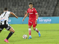 Catalin Cirjan is in action during Universitatea Cluj vs. Dinamo Bucuresti at Cluj Arena in Cluj-Napoca, Romania, on September 2, 2024. (