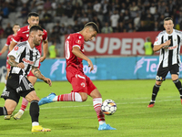 Catalin Cirjan is in action during Universitatea Cluj vs. Dinamo Bucuresti at Cluj Arena in Cluj-Napoca, Romania, on September 2, 2024. (