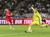 Edvinas Gertmonas is in action during Universitatea Cluj vs. Dinamo Bucuresti at Cluj Arena in Cluj-Napoca, Romania, on September 2, 2024. (