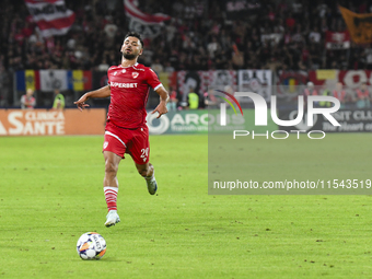 Antonio Bordusanu is in action during Universitatea Cluj vs. Dinamo Bucuresti at Cluj Arena in Cluj-Napoca, Romania, on September 2, 2024. (