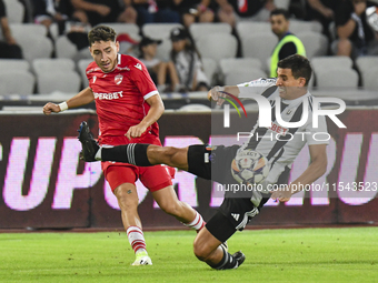 Ahmed Bani is in action during Universitatea Cluj vs. Dinamo Bucuresti at Cluj Arena in Cluj-Napoca, Romania, on September 2, 2024. (