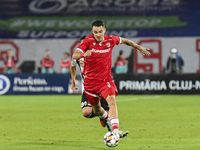 Raul Oprut is in action during Universitatea Cluj vs. Dinamo Bucuresti at Cluj Arena in Cluj-Napoca, Romania, on September 2, 2024 (