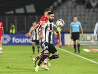 Radu Boboc is in action during Universitatea Cluj vs. Dinamo Bucuresti at Cluj Arena in Cluj-Napoca, Romania, on September 2, 2024 (