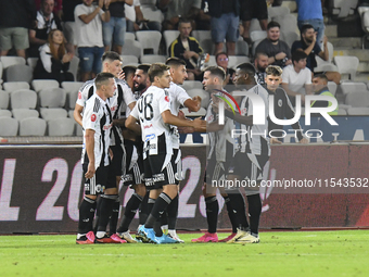 Players of U Cluj during Universitatea Cluj vs. Dinamo Bucuresti at Cluj Arena in Cluj-Napoca, Romania, on September 2, 2024 (