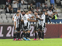 Players of U Cluj during Universitatea Cluj vs. Dinamo Bucuresti at Cluj Arena in Cluj-Napoca, Romania, on September 2, 2024 (