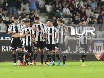 Players of U Cluj during Universitatea Cluj vs. Dinamo Bucuresti at Cluj Arena in Cluj-Napoca, Romania, on September 2, 2024 (