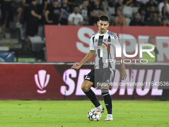 Iulian Cristea is in action during Universitatea Cluj vs. Dinamo Bucuresti at Cluj Arena in Cluj-Napoca, Romania, on September 2, 2024. (