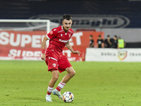 Raul Oprut is in action during Universitatea Cluj vs. Dinamo Bucuresti at Cluj Arena in Cluj-Napoca, Romania, on September 2, 2024 (