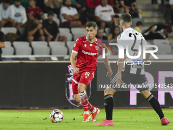 Alberto Soro is in action during Universitatea Cluj vs. Dinamo Bucuresti at Cluj Arena in Cluj-Napoca, Romania, on September 2, 2024 (