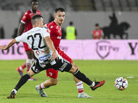 Raul Oprut is in action during Universitatea Cluj vs. Dinamo Bucuresti at Cluj Arena in Cluj-Napoca, Romania, on September 2, 2024 (