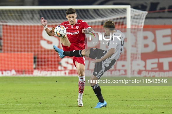 Andrei Marginean plays during the Universitatea Cluj vs. Dinamo Bucuresti match at Cluj Arena in Cluj-Napoca, Romania, on September 2, 2024 