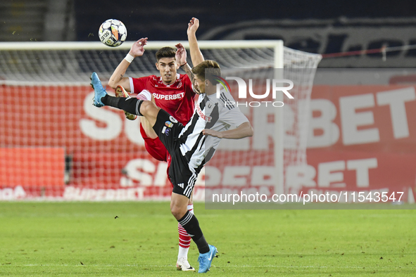 Andrei Marginean plays during the Universitatea Cluj vs. Dinamo Bucuresti match at Cluj Arena in Cluj-Napoca, Romania, on September 2, 2024 