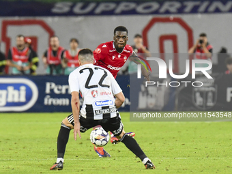 Eddy Gnahore plays during Universitatea Cluj vs. Dinamo Bucuresti at Cluj Arena in Cluj-Napoca, Romania, on September 2, 2024. (