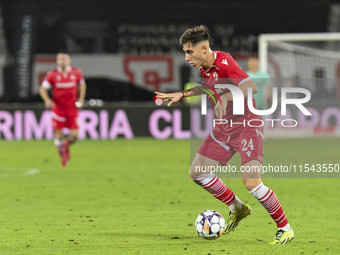 Adrian Caragea is in action during the Universitatea Cluj vs. Dinamo Bucuresti match at Cluj Arena in Cluj-Napoca, Romania, on September 2,...