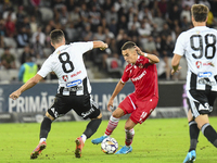 Catalin Cirjan is in action during Universitatea Cluj vs. Dinamo Bucuresti at Cluj Arena in Cluj-Napoca, Romania, on September 2, 2024. (