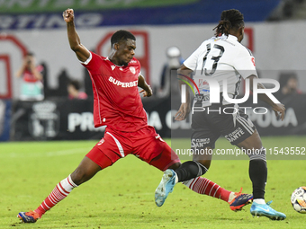 Eddy Gnahore plays during Universitatea Cluj vs. Dinamo Bucuresti at Cluj Arena in Cluj-Napoca, Romania, on September 2, 2024. (