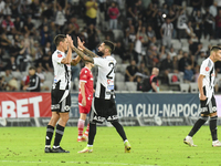 Lucas Masoero and Radu Boboc are in action during Universitatea Cluj vs. Dinamo Bucuresti at Cluj Arena in Cluj-Napoca, Romania, on Septembe...