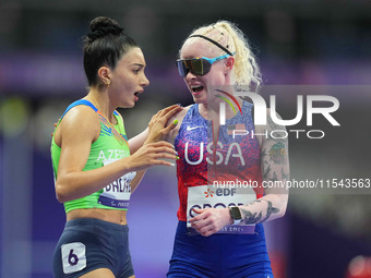 Kym Crosby of United States of America looks on in Women's 100m - T13 Final during the Paris 2024 Paralympic Games at Stade de France on Sep...