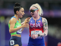 Kym Crosby of United States of America looks on in Women's 100m - T13 Final during the Paris 2024 Paralympic Games at Stade de France on Sep...