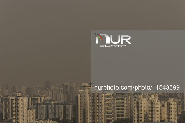 Dry weather and a layer of pollution cover the sky in Sao Paulo, Brazil, on September 3, 2024, due to fires in the state. Brazil expects day...