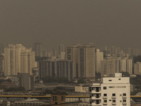 Dry weather and a layer of pollution cover the sky in Sao Paulo, Brazil, on September 3, 2024, due to fires in the state. Brazil expects day...