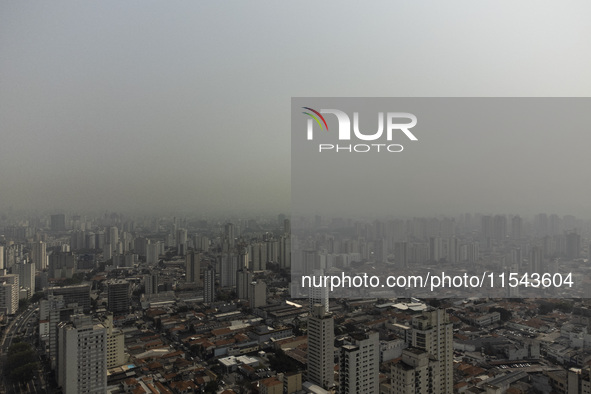 Dry weather and a layer of pollution cover the sky in Sao Paulo, Brazil, on September 3, 2024, due to fires in the state. Brazil expects day...