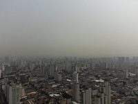 Dry weather and a layer of pollution cover the sky in Sao Paulo, Brazil, on September 3, 2024, due to fires in the state. Brazil expects day...