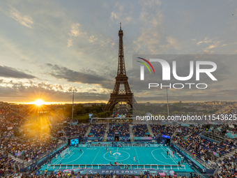 Turkey plays against Equipe de France in a blind football match at Eiffel Tower Stadium during the Paris 2024 Paralympic Games in Paris, Fra...