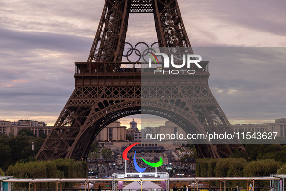 Turkey plays against Equipe de France in a blind football match at Eiffel Tower Stadium during the Paris 2024 Paralympic Games in Paris, Fra...