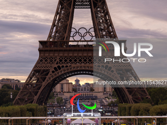 Turkey plays against Equipe de France in a blind football match at Eiffel Tower Stadium during the Paris 2024 Paralympic Games in Paris, Fra...