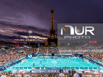 Turkey plays against Equipe de France in a blind football match at Eiffel Tower Stadium during the Paris 2024 Paralympic Games in Paris, Fra...