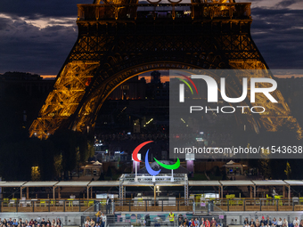 Turkey plays against Equipe de France in a blind football match at Eiffel Tower Stadium during the Paris 2024 Paralympic Games in Paris, Fra...