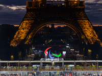 Turkey plays against Equipe de France in a blind football match at Eiffel Tower Stadium during the Paris 2024 Paralympic Games in Paris, Fra...