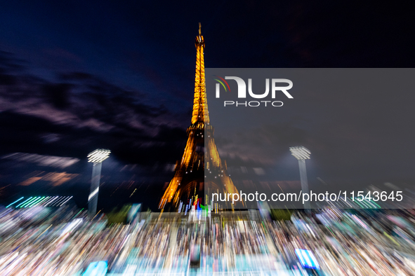 Turkey plays against Equipe de France in a blind football match at Eiffel Tower Stadium during the Paris 2024 Paralympic Games in Paris, Fra...