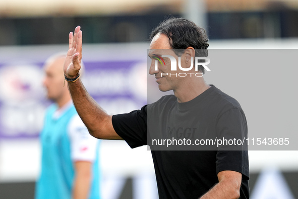 Alessandro Nesta head coach of AC Monza gestures during the Serie A Enilive match between ACF Fiorentina and AC Monza at Stadio Artemio Fran...