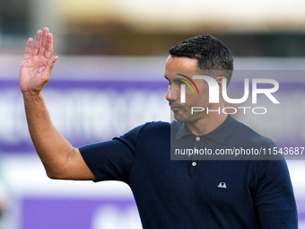 Raffaele Palladino head coach of ACF Fiorentina gestures during the Serie A Enilive match between ACF Fiorentina and AC Monza at Stadio Arte...