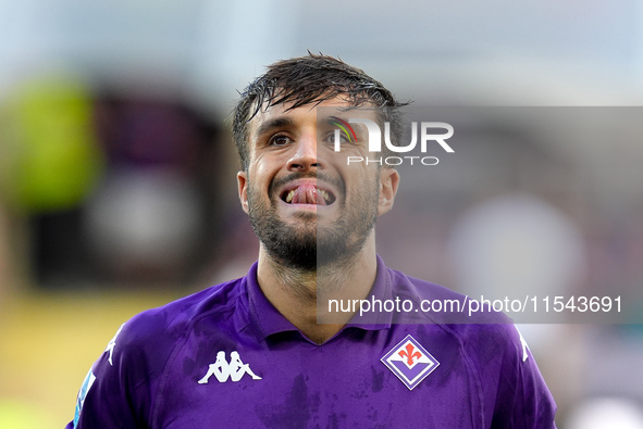 Luca Ranieri of ACF Fiorentina looks on during the Serie A Enilive match between ACF Fiorentina and AC Monza at Stadio Artemio Franchi on Se...