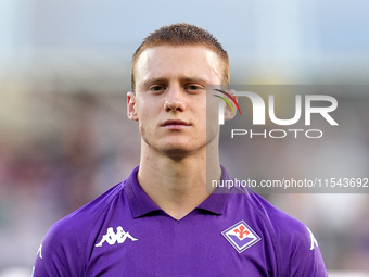 Pietro Comuzzo of ACF Fiorentina looks on during the Serie A Enilive match between ACF Fiorentina and AC Monza at Stadio Artemio Franchi on...