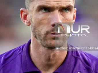 Robin Gosens of ACF Fiorentina looks on during the Serie A Enilive match between ACF Fiorentina and AC Monza at Stadio Artemio Franchi on Se...