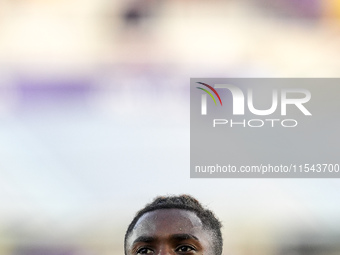 Moise Kean of ACF Fiorentina looks on during the Serie A Enilive match between ACF Fiorentina and AC Monza at Stadio Artemio Franchi on Sept...