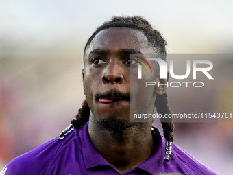 Moise Kean of ACF Fiorentina looks on during the Serie A Enilive match between ACF Fiorentina and AC Monza at Stadio Artemio Franchi on Sept...