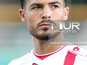 Andrea Carboni of AC Monza looks on during the Serie A Enilive match between ACF Fiorentina and AC Monza at Stadio Artemio Franchi on Septem...