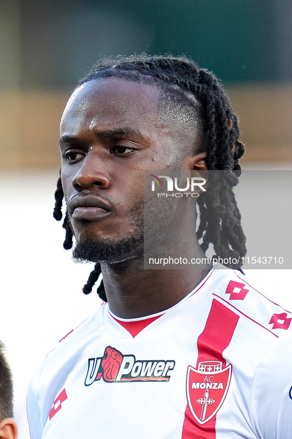 Warren Bondo of AC Monza looks on during the Serie A Enilive match between ACF Fiorentina and AC Monza at Stadio Artemio Franchi on Septembe...