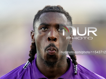 Moise Kean of ACF Fiorentina looks on during the Serie A Enilive match between ACF Fiorentina and AC Monza at Stadio Artemio Franchi on Sept...