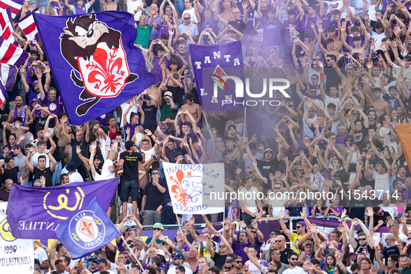 Supporters of ACF Fiorentina during the Serie A Enilive match between ACF Fiorentina and AC Monza at Stadio Artemio Franchi on September 01,...