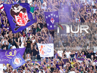 Supporters of ACF Fiorentina during the Serie A Enilive match between ACF Fiorentina and AC Monza at Stadio Artemio Franchi on September 01,...