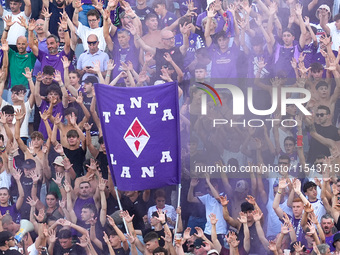 Supporters of ACF Fiorentina during the Serie A Enilive match between ACF Fiorentina and AC Monza at Stadio Artemio Franchi on September 01,...