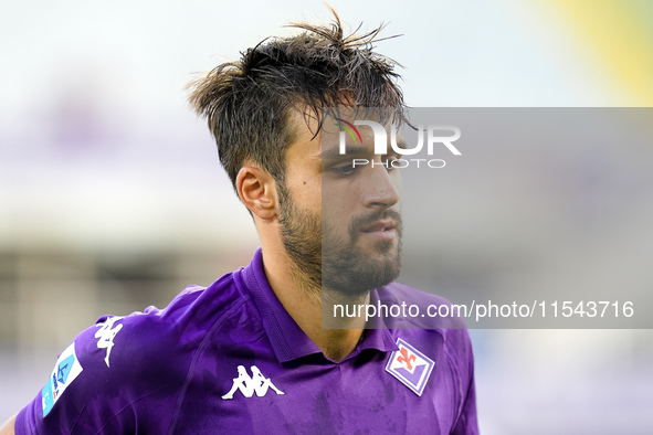 Luca Ranieri of ACF Fiorentina looks on during the Serie A Enilive match between ACF Fiorentina and AC Monza at Stadio Artemio Franchi on Se...