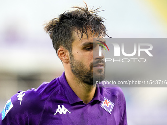 Luca Ranieri of ACF Fiorentina looks on during the Serie A Enilive match between ACF Fiorentina and AC Monza at Stadio Artemio Franchi on Se...